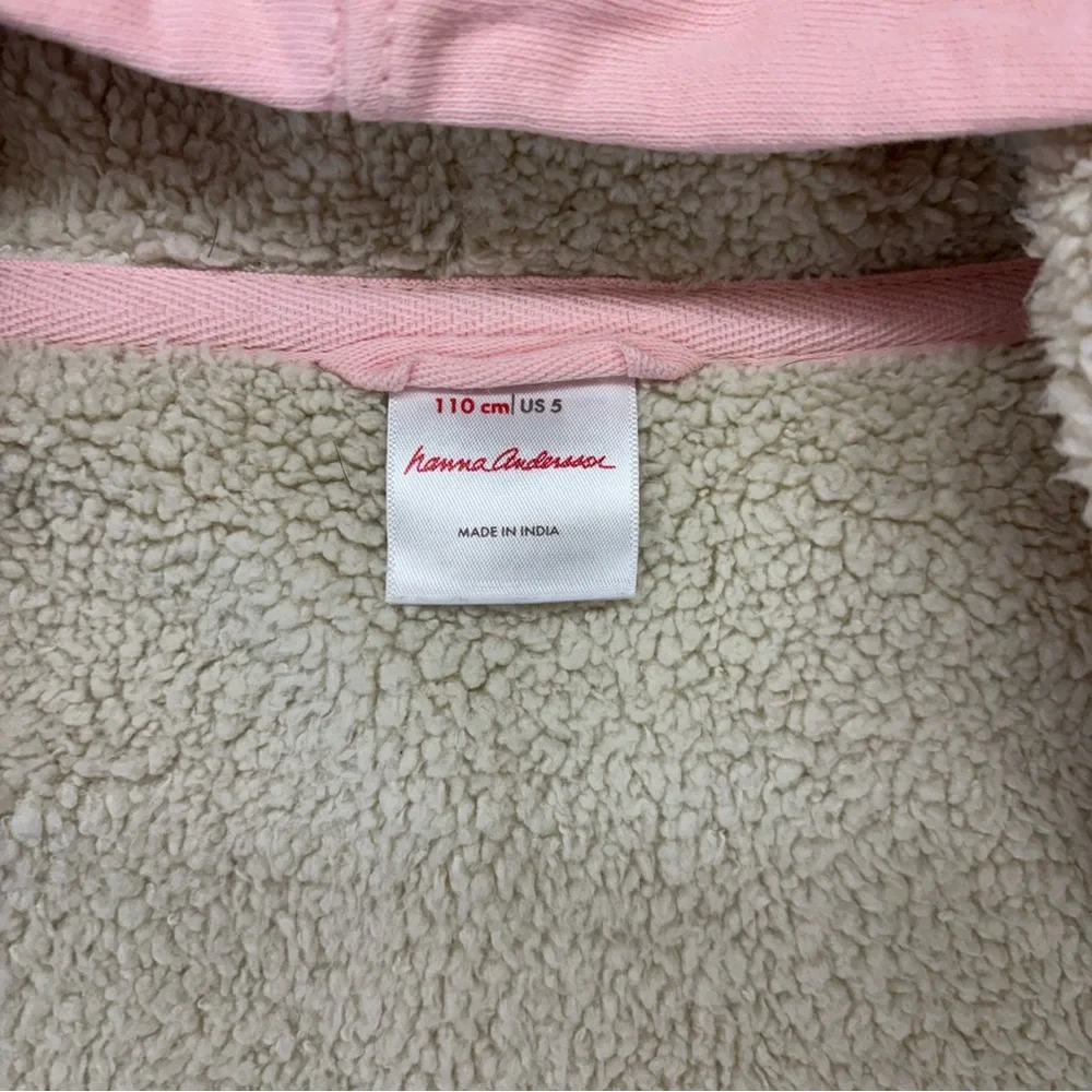 Hanna Kids Girls Pink Sherpa Lined Zip Up Hoodie Sweater Jacket Size‎ 110/5